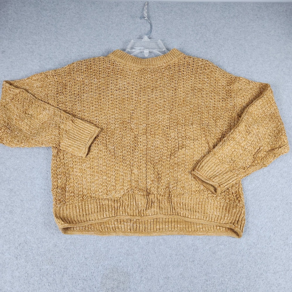 Universal Thread Sweater Womens XS Yellow Crew Neck Textured Knit Pullover Boho